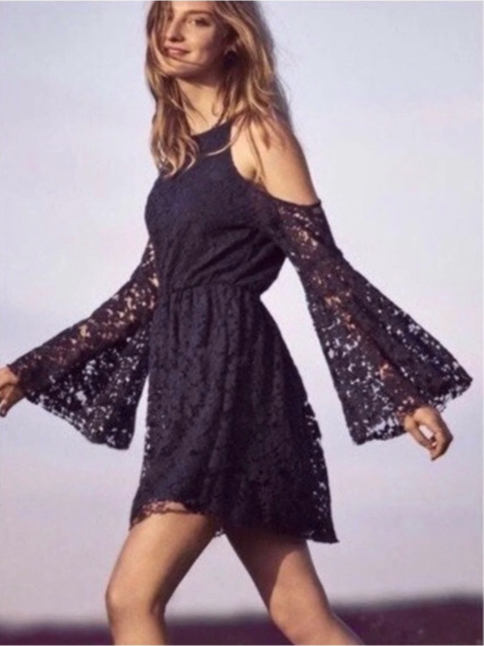 Abercrombie Fitch, lined lace dress, navy, XS (S)*